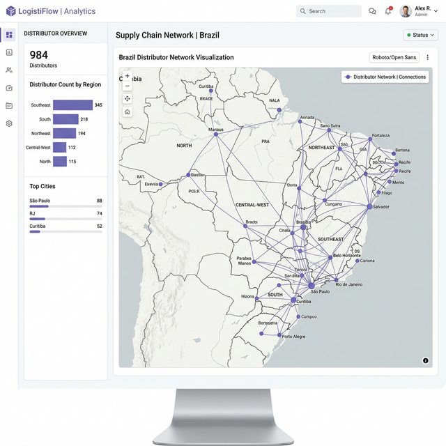 Rede de distribuidores por região